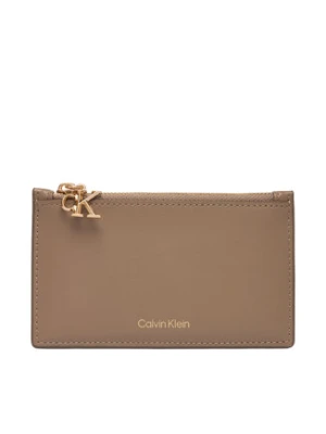Calvin Klein Etui na karty kredytowe Ck Zip Cardcase 6Cc LV04F1076G Beżowy
