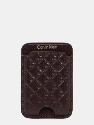 Calvin Klein etui na karty skórzane kolor bordowy LV04F1100G