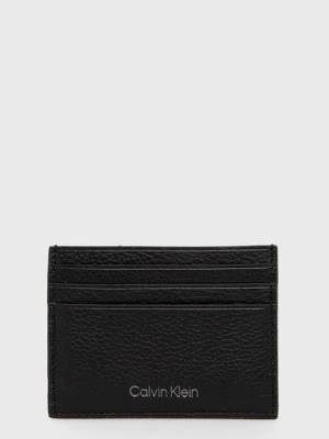 Calvin Klein Etui na karty skórzane męski kolor czarny