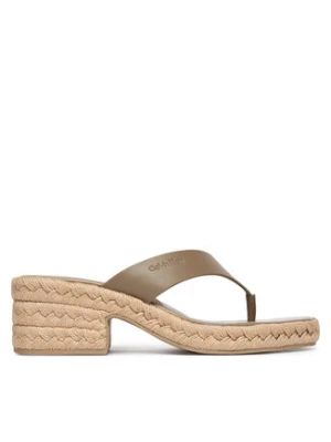 Calvin Klein Japonki Block Heel Espa 50 Thong Lth HW0HW02902 Brązowy