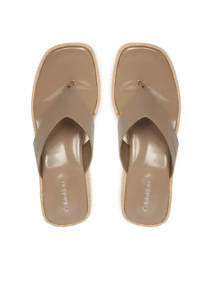 Calvin Klein Japonki Block Heel Espa 50 Thong Lth HW0HW02902 Brązowy