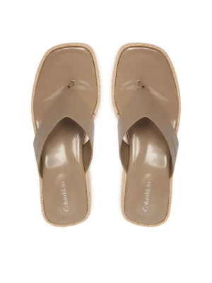 Calvin Klein Japonki Block Heel Espa 50 Thong Lth HW0HW02902 Brązowy