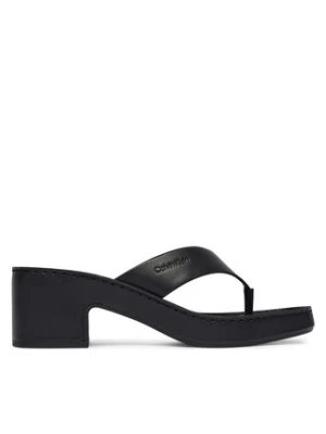 Calvin Klein Japonki Block Heel Sndl Thong Lth HW0HW02913 Czarny
