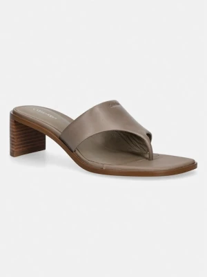 Calvin Klein japonki damskie skórzane BLOCK HEEL SNDL THONG LTH