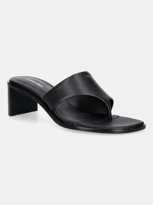 Calvin Klein japonki damskie skórzane BLOCK HEEL SNDL THONG LTH