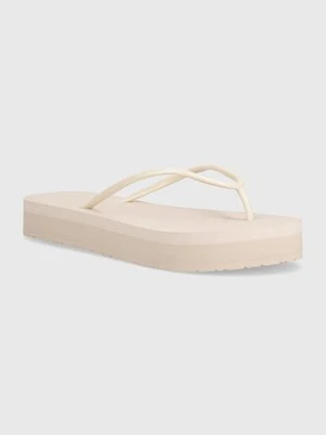 Calvin Klein japonki FLATFORM FF DEBOSS LOGO TPU damskie kolor szary na platformie HW0HW01977