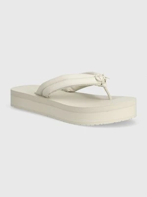 Calvin Klein japonki FLATFORM FLIP FLOP RELOCK damskie kolor beżowy na platformie HW0HW02063