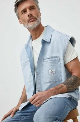 Calvin Klein Jeans bezrękawnik jeansowy męski kolor niebieski przejściowy J30J325309
