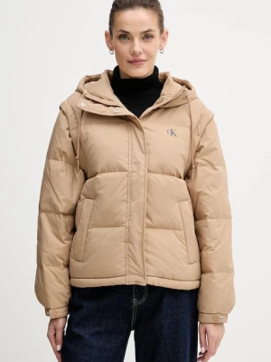 Calvin Klein Jeans bezrękawnik puchowy kolor beżowy zimowa LV044D522G