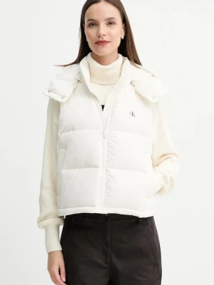 Calvin Klein Jeans bezrękawnik puchowy kolor beżowy zimowy LV047D500G