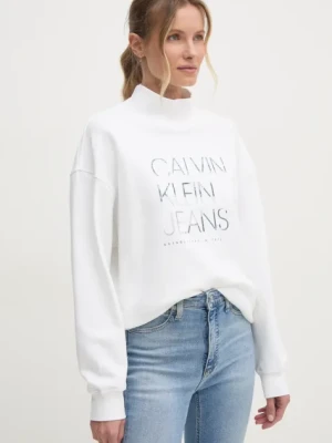 Zdjęcie produktu Calvin Klein Jeans bluza bawełniana damska kolor beżowy z aplikacją J20J225082