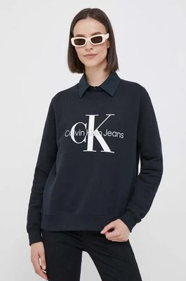 Calvin Klein Jeans bluza bawełniana damska kolor czarny z nadrukiem