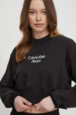 Calvin Klein Jeans bluza bawełniana damska kolor czarny z nadrukiem J20J221466