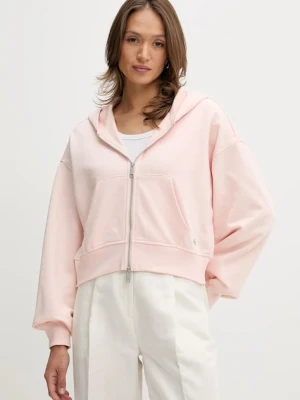 Calvin Klein Jeans bluza bawełniana damska kolor pomarańczowy z kapturem gładka LV047C216G