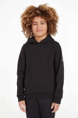 Calvin Klein Jeans Bluza bawełniana dziecięca IB0IB01114.PPYY kolor czarny z kapturem gładka