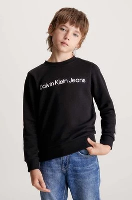 Calvin Klein Jeans bluza bawełniana dziecięca kolor czarny z nadrukiem