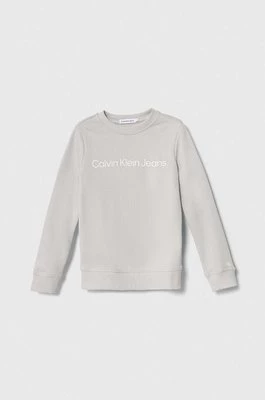 Calvin Klein Jeans bluza bawełniana dziecięca kolor szary z nadrukiem