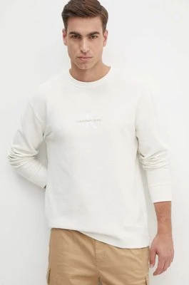 Calvin Klein Jeans bluza bawełniana kolor beżowy z aplikacją J30J325647