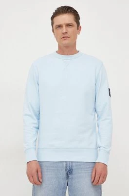 Calvin Klein Jeans bluza bawełniana męska kolor niebieski gładka