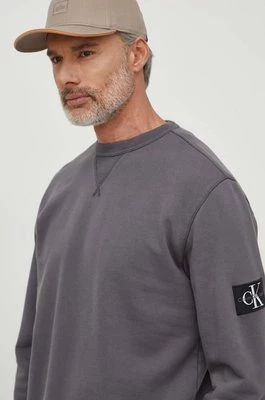 Calvin Klein Jeans bluza bawełniana męska kolor szary gładka J30J325145