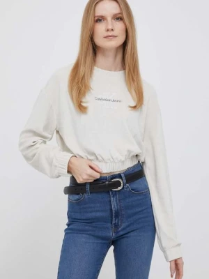 Zdjęcie produktu Calvin Klein Jeans bluza damska kolor beżowy gładka