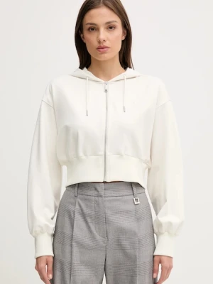 Calvin Klein Jeans bluza damska kolor beżowy z kapturem gładka LV047C247G