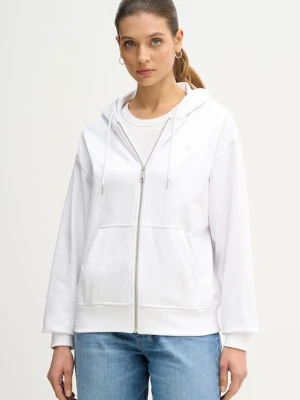 Calvin Klein Jeans bluza damska kolor biały z kapturem gładka LV047B237G