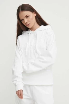 Calvin Klein Jeans bluza damska kolor biały z kapturem z aplikacją J20J223091