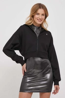 Calvin Klein Jeans bluza damska kolor czarny z kapturem gładka