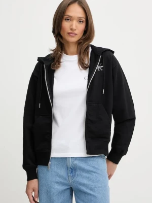 Calvin Klein Jeans bluza damska kolor czarny z kapturem z nadrukiem LV047B270G