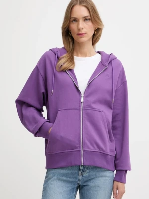 Calvin Klein Jeans bluza damska kolor fioletowy z kapturem gładka LV047B237G
