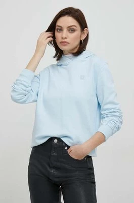 Calvin Klein Jeans bluza damska kolor niebieski z kapturem