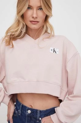 Calvin Klein Jeans bluza damska kolor różowy gładka