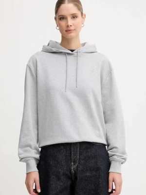 Calvin Klein Jeans bluza damska kolor szary z kapturem gładka LV047C224G
