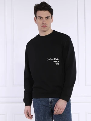 Calvin Klein Jeans Bluza DIFFUSED LOGO CREW NECK | Loose fit czarny