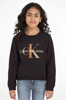 Calvin Klein Jeans bluza dziecięca kolor czarny z nadrukiem