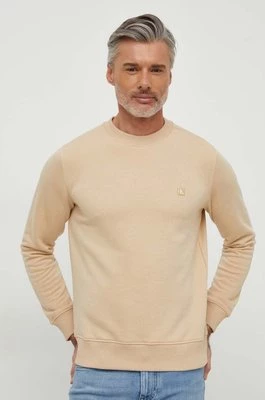 Calvin Klein Jeans bluza męska kolor beżowy gładka
