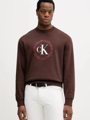 Calvin Klein Jeans bluza męska kolor brązowy z nadrukiem LV14RE250G