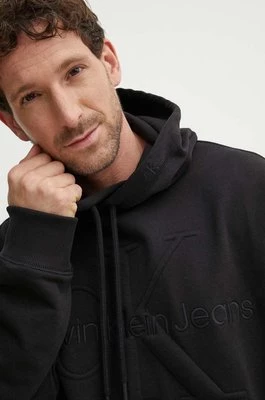 Calvin Klein Jeans bluza męska kolor czarny z kapturem z aplikacją J30J325150