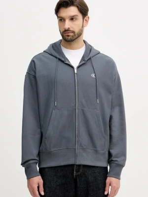 Calvin Klein Jeans bluza męska kolor szary z kapturem gładka LV04RD232G