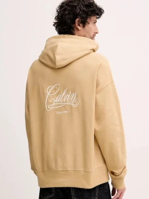 Calvin Klein Jeans bluza męska kolor zielony z kapturem z aplikacją LV14RE202G