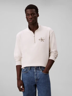Calvin Klein Jeans Bluza męska Mężczyźni Bawełna biały jednolity,