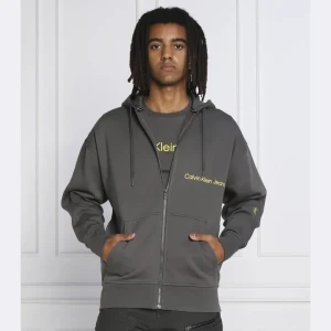 Calvin Klein Jeans Bluza OFF PLACED INSTIT ZIP-THROUGH | Regular Fit