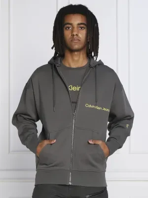 Calvin Klein Jeans Bluza OFF PLACED INSTIT ZIP-THROUGH | Regular Fit