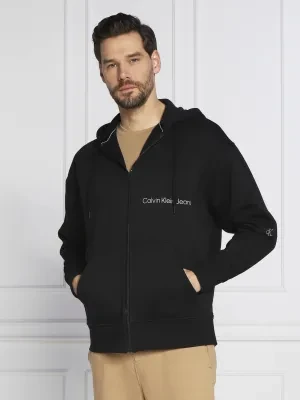 Calvin Klein Jeans Bluza OFF PLACED INSTIT ZIP-THROUGH | Regular Fit