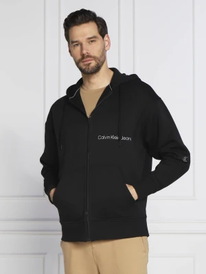Calvin Klein Jeans Bluza OFF PLACED INSTIT ZIP-THROUGH | Regular Fit czarny