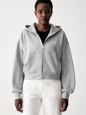 Calvin Klein Jeans bluza rozpinana z kapturem damska bawełniana szary