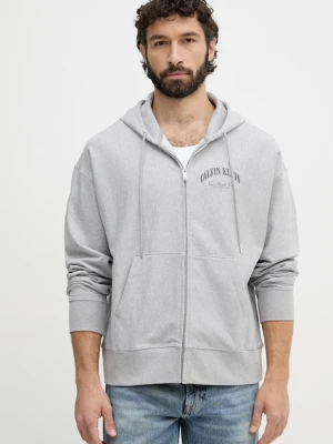 Calvin Klein Jeans bluza rozpinana z kapturem damska z bawełną