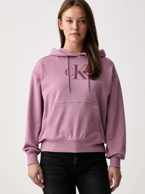Calvin Klein Jeans bluza z kapturem damska z bawełną różowy