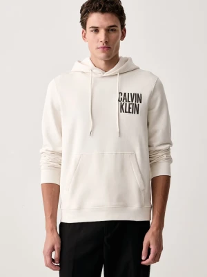 Calvin Klein Jeans bluza z kapturem męska z bawełną beżowy